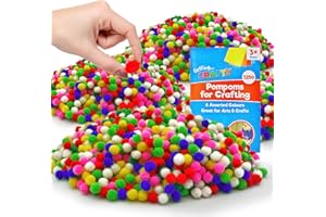 SOL 1,250 Mini Pompoms for Crafting - 8mm Small Pom Poms, Soft, Fluffy, Craft Supplies for Kids and Adults, DIY Projects, Party Crafts, School Activities, Assorted Colours, Creative Crafts Decorations