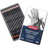 Derwent Graphıc Serisi Dereceli Kalem Seti (6B>4H) - 12 Kalem Metal Kutu