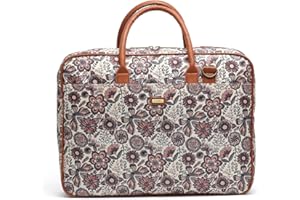 MISAKO Mallette d'ordinateur imprimée (15,6 pouces) porte-documents à la mode femme (Binilus Rose Pâle 30X41X10cm)