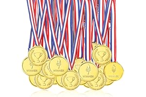 Pllieay 100 Piezas Oro Medallas Niños Medallas de Plastico Winner Medallas para Fiesta, Premio, Niños Fiesta Deportiva, Competencia