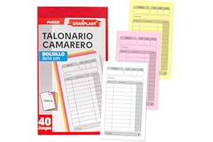 TALONARIOS DE CAMARERO STARPLAST - Talonarios tamaño 14x8cm, con triplicado, 40 Juegos - Pack 6 Unidades