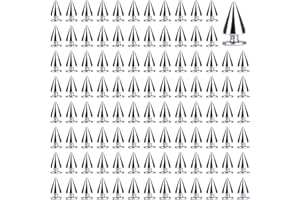 MOONSING Spikes Studs, 100pcs 7x10mm Bullet Stud Metal Cone Spikes Rivet, Cool Punk Rock Screw Back Studs for DIY Clothing Shoes Belt Bag Leather Craft Bracelet Necklace, Silver