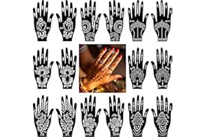 BULEFSEA 16 Stück Henna Schablonen Set für Frauen Finger Hände Körperbemalung,Temporäre Tattoo Schablonen für Mädchen