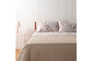 BASSETTI Zucchi, Completo Letto Matrimoniale, Collezione Brianna, 100% Cotone, Beige con Motivo Floreale
