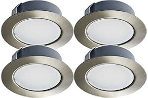 Trango Ensemble de 4-12V AC/DC Projecteur encastré pour meubles à LED, éclairage encastré, plafonnier G4E-042 nickel mat pour remplacer les lampes de mobilier halogènes classiques G4