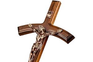Woodvio - Handcrafted wooden wall cross, Pope's cross, Catholic crucifix