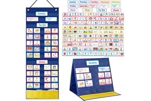 KIKIGOAL Agenda visiva,135 carte PECS, diagrammi di comportamento settimanali per bambini autistici, ora e prossimo autismo, attrezzatura sensoriale, lavagna magnetica per piastrelle per la casa