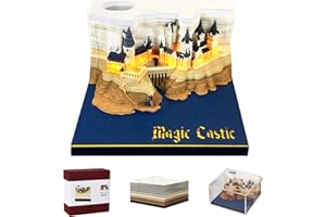 MACTANO Calendario artistico 3D 2025, calendario creativo con castello magico strappare via carta intaglio note appiccicose fai da te