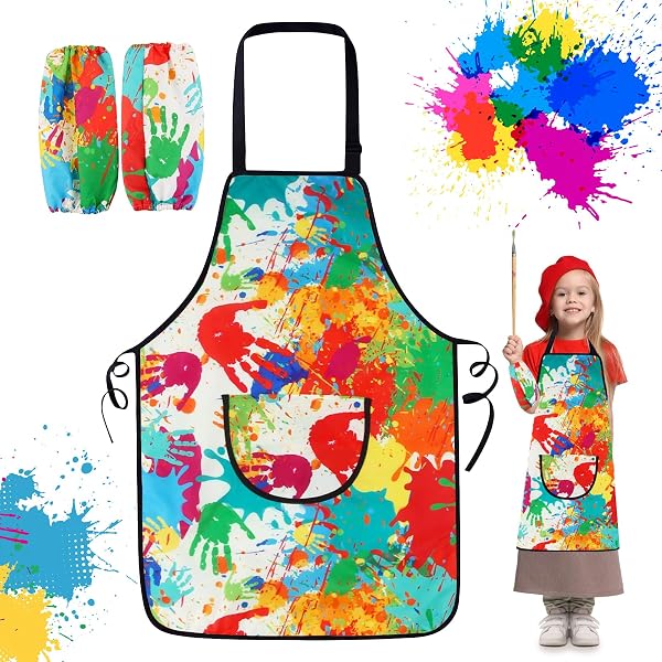 Blouse De Peinture Enfant - Lot De 2 Tabliers Imperméables En Polyester Rouge - Poche - Lavable - Dès 3 Ans