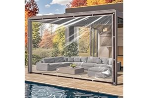 QOFLY 3 x 5 plandeka wodoszczelna, przezroczysta z oczkami, przezroczysta plandeka do użytku na zewnątrz, do ogrodu, plandeka namiotowa, do użytku na zewnątrz, odporna na mróz