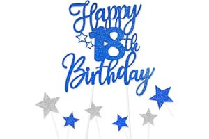 FUNCANDLE Royal Blue Happy 18th Birthday Cake Toppers for Cake,Personalised Cake Toppers for Boy Men Girl Women Decorations,Glitter Cupcake Topper Cake Topper Kit 18th Birthday Party Cake Decoration Supplies