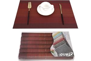 OUME Manteles Individuales de Mesa Lavable Antimanchas Antideslizante Resistente Al Calor PVC Vinilo Salvamanteles Individuales