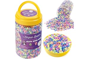 La Manuli Perline da Stirare 5000 Pezzi - 5mm Perline a Fusione Compatibile con Pyssla - 10 Colori Pixel Art Perle (Bicolore) In un secchiello portatile, per bambini a partire dai 6 anni di età
