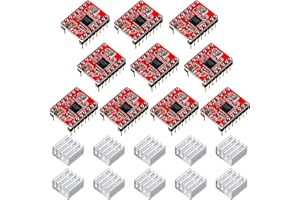 PHOTECT 10 Pezzi Modulo Driver Motore Stepper con Dissipatore di Calore Compatibile con Stampante A4988 3D Reprap, Macchina CNC o Robotica