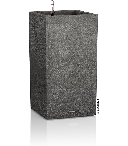 Lechuza Cubico 30 Pflanzsäule – Silber Metallic, Mit Bewässerungssystem, Für Innen & Außen