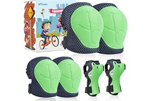 KUYOU Knieschoner Kinder Schoner set Inliner Schützer 6 in 1 Schutzausrüstung für 3-7 Jahre Kinder Ellenbogenschoner Handgelenkschoner Protektoren für Skateboard Roller Skaten Fahren