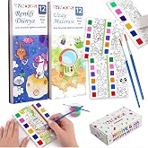 Animokids Sulu Boya Defteri Seti (2 Kitap + 2 Fır&ccedil;a) - Kendin Yap Kitap Ayracı, Her Sayfada Entegre Boya Paleti - &Ccedil;ocuklar ve
