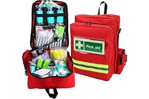 EVAQ8 First Response First Aid Kit in Red Rucksack British Standard Compliant UK Assembled