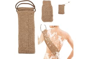 3 Pièces Sangle Lave Dos, JINSIHU Lanière Crin Gant Exfoliant Bande Dos Exfoliante Bande Dos Exfoliante en Chanvre Naturel + Gant Crin de Jute + Sac à Savon Jute pour Bains Corps Visage Femmes Hommes