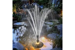 ‎SZMP SZMP Springbrunnen für Gartenteiche 2024 Upgraded für draussen,6W LED Licht Teichpumpe 4 DIY Effekte mit 32.8ft Netzkabel,Schwimmender Fontäne Pumpe für Garten,DIY Wasserspiel,Teich,Fisch-Behälter
