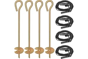 Kinetic Sports Trampolin Bodenanker - Sturmanker zum Eindrehen mit verstellbarem Gurt, Kipp-Schutz für sichere Befestigung im Outdoor-Bereich, Erdanker Erdnagel verzinkt, für Schaukel