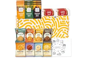 GIFTSYI Coffee and Biscuits Gift Set | Taylors Coffee Bags Selection, Border Biscuits, Lotus Biscoff Biscuit, Walkers Biscuits Hamper and Soft Coffee Lovers Card