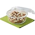 Borosil Klip N Store Glass Storage Container For Kitchen With Air-Tight Lid, Microwave & Oven Safe, Round, 620 ml, Clear