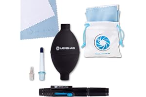 Lens-Aid Gruszka Powietrzna 3w1 – Zestaw z Air Blower, Piórem Czyszczącym i Ściereczkami Mikrofibra – Do Czyszczenia Sensora, Obiektywu, Ekranu, Klawiatury i Sprzętu Fotograficznego