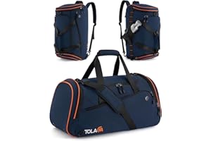 Tolaccea Bolsa de Deporte 47L Hombre Mujer – Mochila Duffel con Compartimento para Zapatos y Bolsillo Impermeable, Gimnasio, Fitness, Natación, Viaje (Azul Marino)