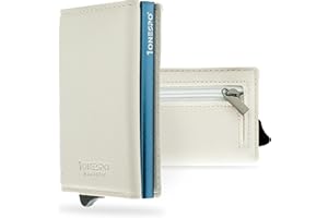 1onespo MAGNETIC Portafoglio uomo piccolo - Porta Carte di Credito uomo con Portamonete e Contanti - Protezione RFID 8 tessere, Bianco SAFFIANO……