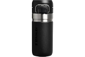 Stanley Quick Flip Stal Nierdzewna Butelka na Wodę 0.47L - Utrzymuje zimno przez 7 godzin - Szczelny - Termos Bez BPA - Można myć w zmywarce - Kompatybilny z uchwytem na kubek - Black 2.0