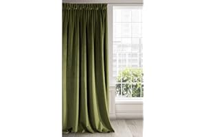 Eurofirany RIA Tenda Oscurante, Tenda con Fettuccia Arricciatenda - 1 pz, Tenda Extra Lunga, Elegante, Tinta Unita, Soggiorno, Camera da Letto, Densità 290 g/m², 140x270 cm, Verde Oliva