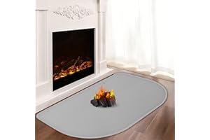 KHONGOO Tapis de cheminée résistant au feu, 60 x 40 x 0,1 cm, tapis de cheminée ignifuge pour poêle à bois, cheminée, intérieur et extérieur, protège le sol des étincelles, gris