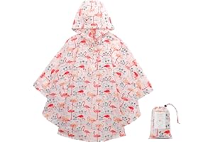 KAKU NANU Mantellina Pioggia Bambino Bambina 3-12 Anni con Cappuccio Poncho Antipioggia Tascabile con Custodia 10 Colori