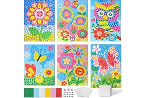 Tenare 6 Stück Frühling Mosaik Bastelset für Kinder Mosaik Aufkleber Set Mosaik Klebebilder für Mädchen Junge Selbstklebendes Kreativset für Kindergeburtstag Geschenk Party Beschäftigung (Klassisch)