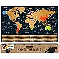 envami® Mappa del Mondo da Grattare - 68 X 43 CM - idee regalo - mappamondo da grattare con bandiere - scratch off map - mapp