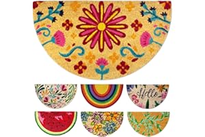 LUA VIKA Kokosowe wycieraczka, antypoślizgowa mata kokosowa, mata powitalna z gumowym spodem PCV, antybakteryjny łapacz brudu, trwałe włókna naturalne 100% kokos, mata zatrzymująca brud do drzwi wejściowych 40x70 (Kwiatowy)