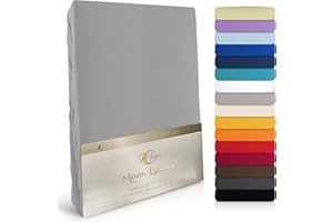 ‎MOON MOON-Luxury Spannbettlaken Spannbetttuch Jersey Stretch 230g/m² für Wasserbetten, Boxspringbetten und herkömmliche Matratzen (Graphit, 200x220-220x240)