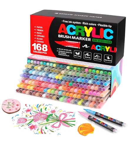 Stylex Acrylstifte Set, 6 Stück – Wasserfest Für Glas, Stein, Stoff, Strichstärke 1-2 Mm