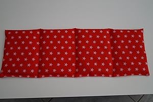 TITSCH Körnerkissen Bio-Roggen 4-Kammern 50cmx17cm Feincord hellrot mit rosa Sternen