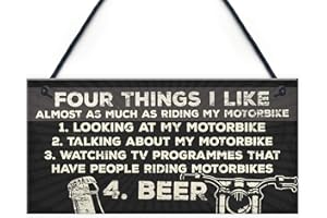 Red Ocean Man Cave Motorbike Motorcycle Biker Dad Gift For Him Hanging Plaque Vintage Sign Garage Wall Decor