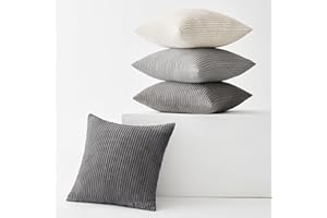 SLOZZI 4er Set Kordsamt Kissenbezug Kissenbezüge Kissenhülle Sofakissen Dekokissenbezug Couchkissen Weich für Sofa Schlafzimmer Wohnzimmer Büro, 40x40 cm, Dunkelgrau Serie