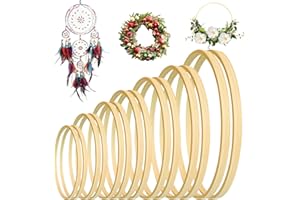 ZHXGO 14 Stück Bambus Floral Hoop Set, Kranzringe aus Holz in 7 Verschiedenen Größen, Bambusringe Zum Basteln, Weihnachten Bambus Ringe, Traumfänger Ringe für DIY Blumenkranz Türkranz Fensterdeko