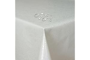 ‎DECOHOMETEXTIL HEIMTEXTILMANUFAKTUR Wachstuch Wachstischdecke Gartentischdecke Blumen Relief Silber Rechteckig 140 x 220 cm, abwaschbare Tischdecke, wasserabweisend