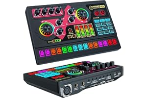 TENLAMP Audio Intereface with Voice Changer, Podcast Equipment for Audio Mixer, Suitable for XLR/6.35mm/3.5mm Microphone, X5 Sound Board with Autotune for Gaming, Sining, Sound Card for Live Streaming