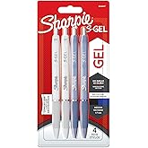 Sharpie S-Gel Jel Kalem 0.7 mm U&ccedil;, Buz Mavisi & Beyaz İnci 4'l&uuml; Paket, Siyah & Mavi M&uuml;rekkep