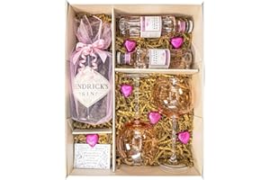 SPARKLEWARE Hendricks 70cl Gin Gift Set Hamper with 2 Tx onic Waters, Balloon Gin Glasses, Belgian Heart Chocolates and Gift Box - Gift For Men and Women, Gin Lovers, Congratulations or Thank you Gift (Pink)