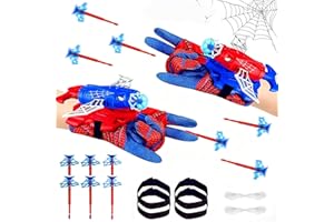 ZHUJIECAO Spider Web Shooter for Kids, 2 Pcs Spider Launcher Toys with 6 Suction Cup Darts, Spider Launcher Wrist Toys, Spider-Gloves, for Boy Girl Toys Age 3-14, Costume Cosplay Gift