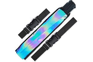 SoJourner Bags Rave Fan Holster - Rave Fan Holder - Rave Festival Zubehör | Handfächerhalter & Oberschenkelholster für Rave Essentials Rainbow - Reflektierend