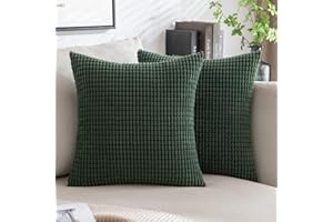 MIULEE Dekoracyjna poliestrowa poszewka na poduszkę Granulowana sofa poszewka na poduszkę z miękkiego granulatu do domu, salonu, sypialni, łóżka, kliknięcia, 40 x 40 cm, 2 sztuki ciemnozielony